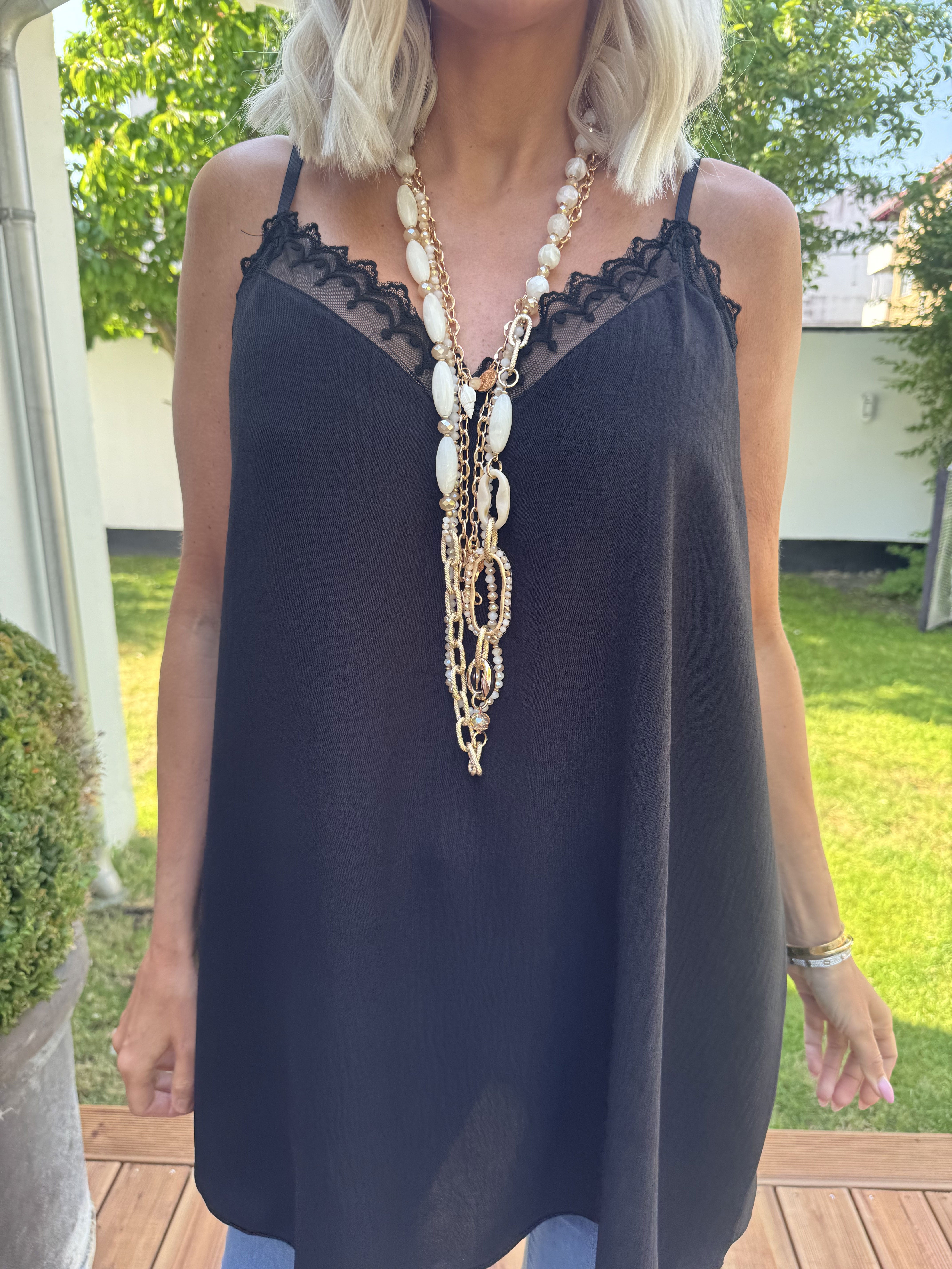 Viktoria - Topp i viskos med spetskant